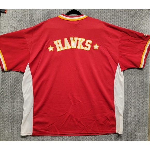 VTG Majestic Atlanta Hawks Hardwood Classics Shooting Jersey Shirt 3XL NBA Red - Picture 13 of 15